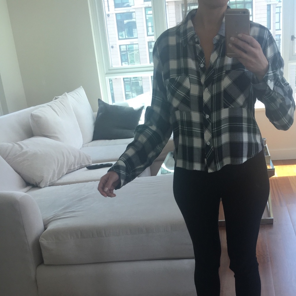 Rails Cropped Blue Green White Shirt (brand new)